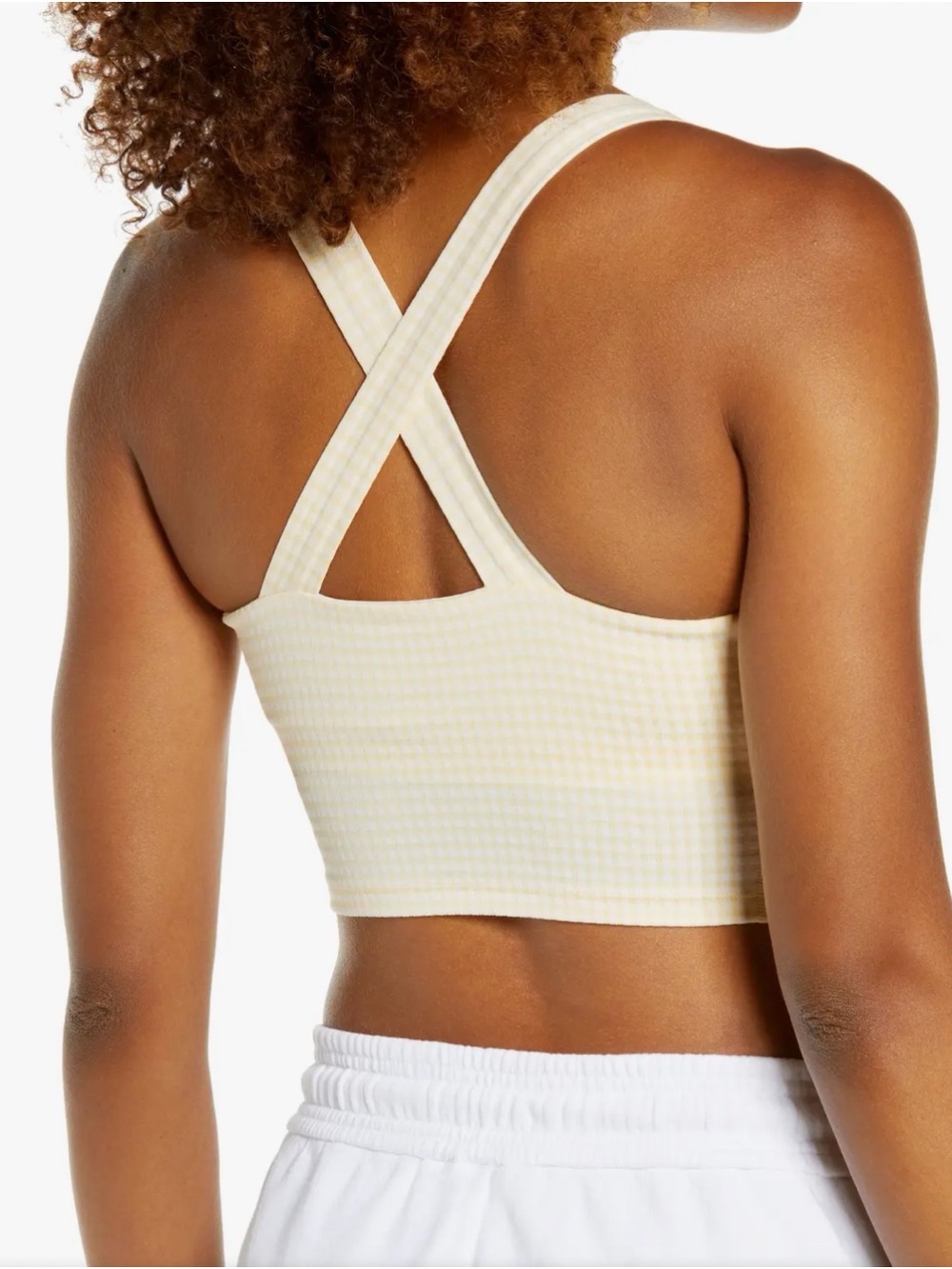 Nike Yellow Gingham Cross-Back Crop Top & High-Waist Shorts Set - Picture 11 of 15